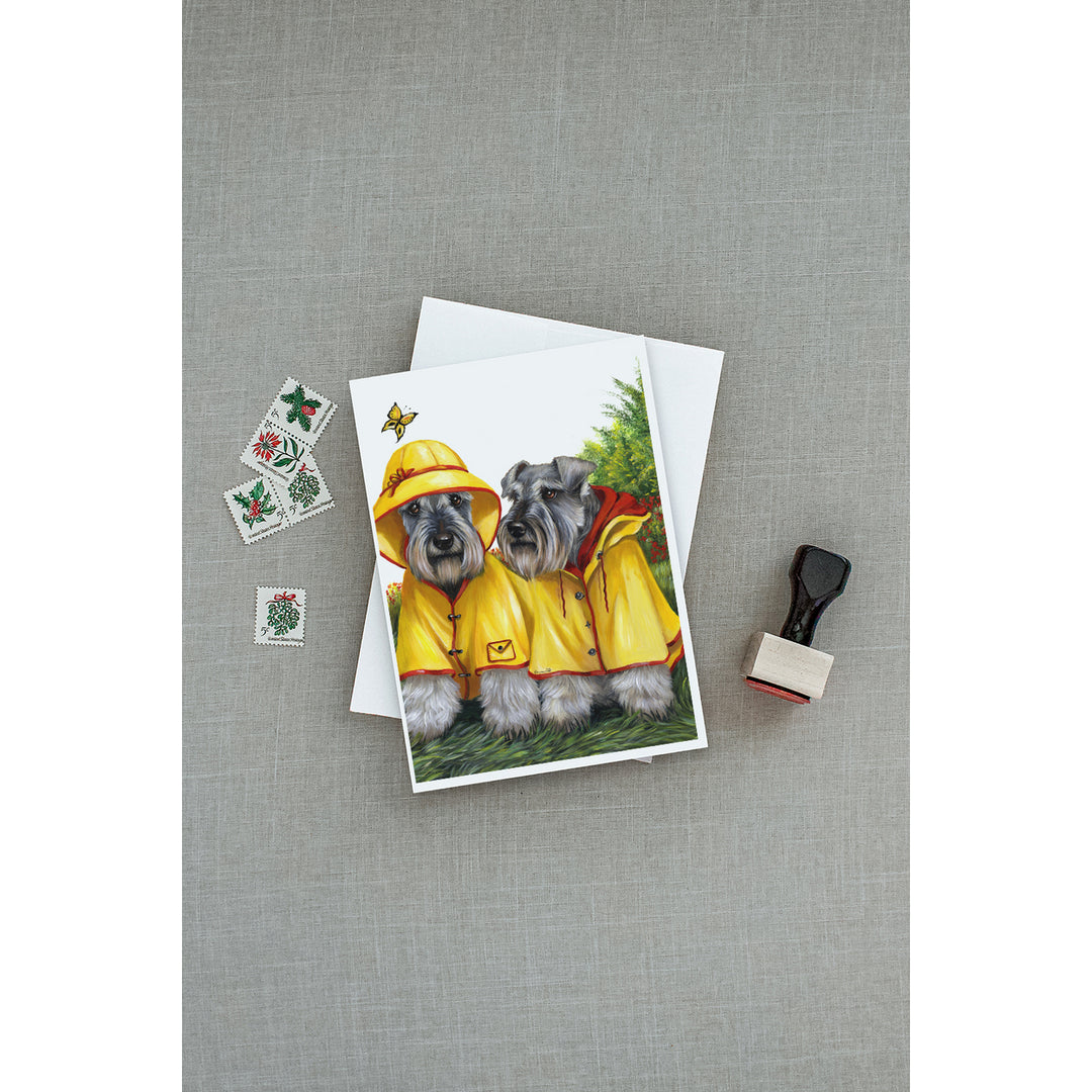 Schnauzer Rain Gear Greeting Cards and Envelopes Pack of 8 Image 3