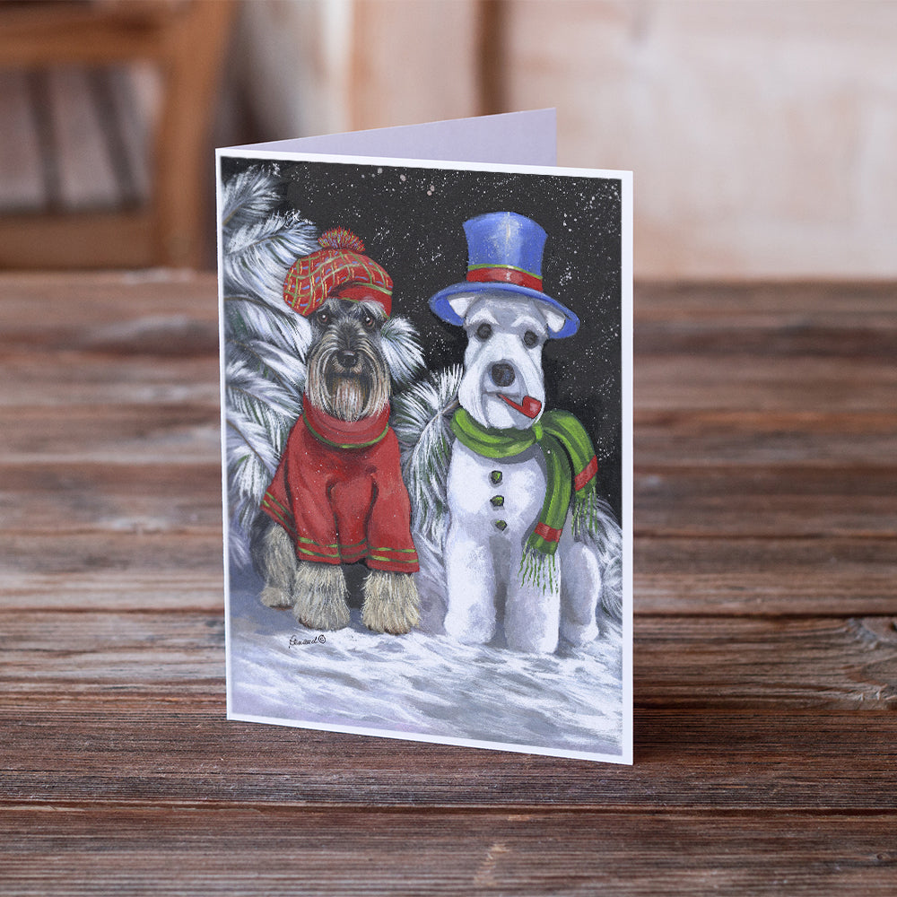 Schnauzer Christmas Snow Dog Greeting Cards and Envelopes Pack of 8 Image 2