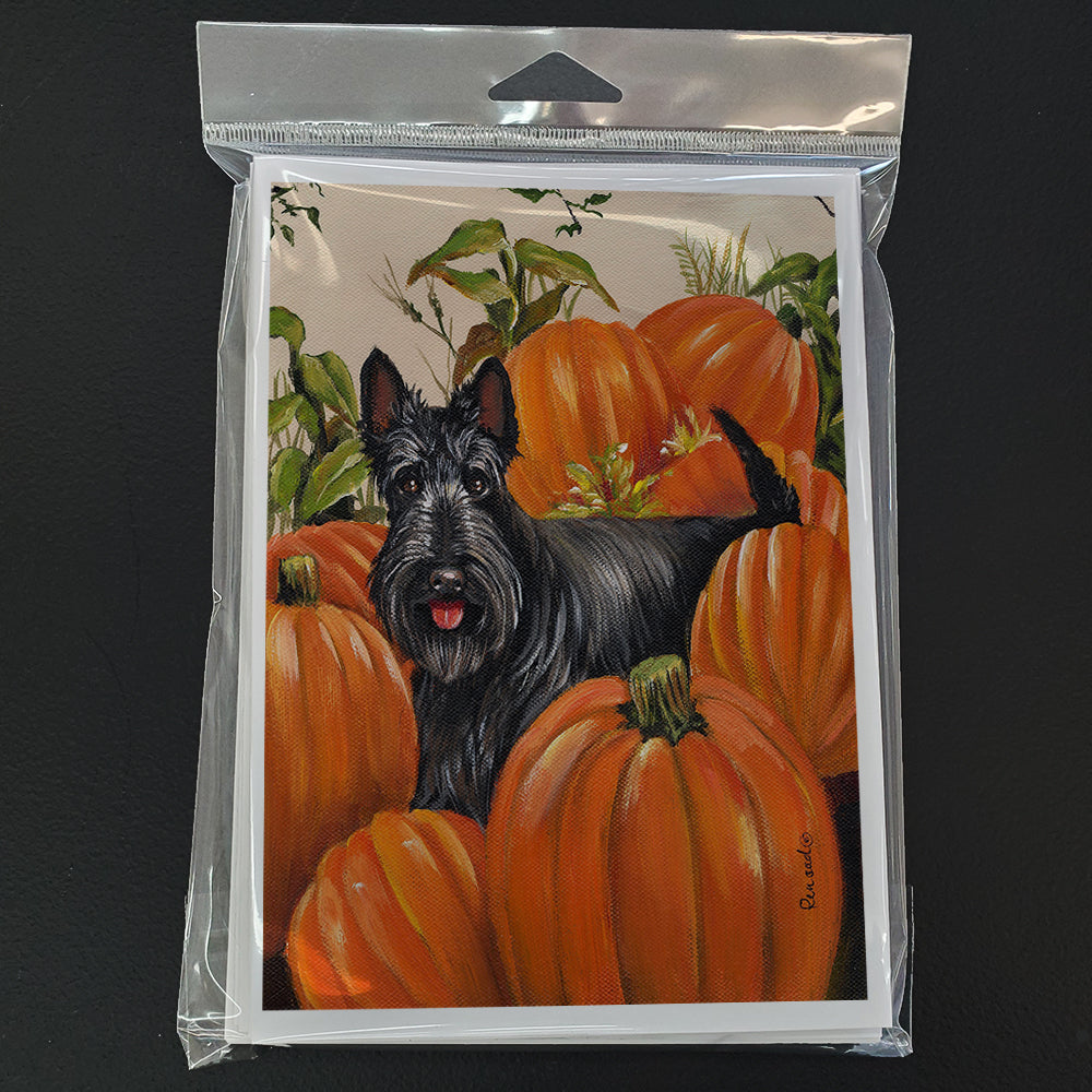 Scottish Terrier Scottie Pumpkins Greeting Cards and Envelopes Pack of 8 Image 1