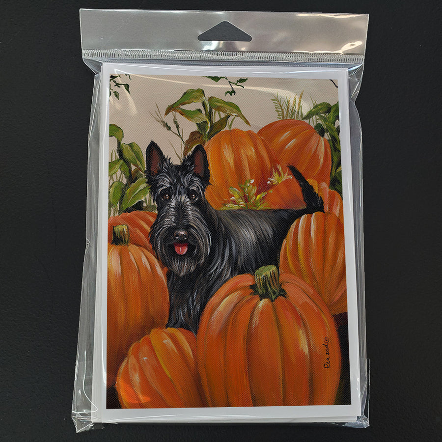 Scottish Terrier Scottie Pumpkins Greeting Cards and Envelopes Pack of 8 Image 1