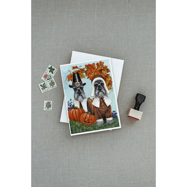 Schnauzer Thanksgiving Pilgrims Greeting Cards and Envelopes Pack of 8 Image 3