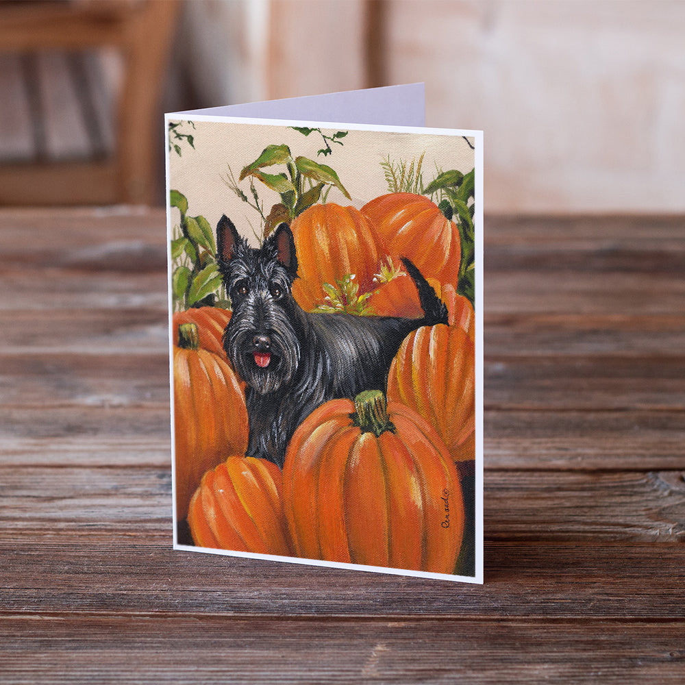 Scottish Terrier Scottie Pumpkins Greeting Cards and Envelopes Pack of 8 Image 2