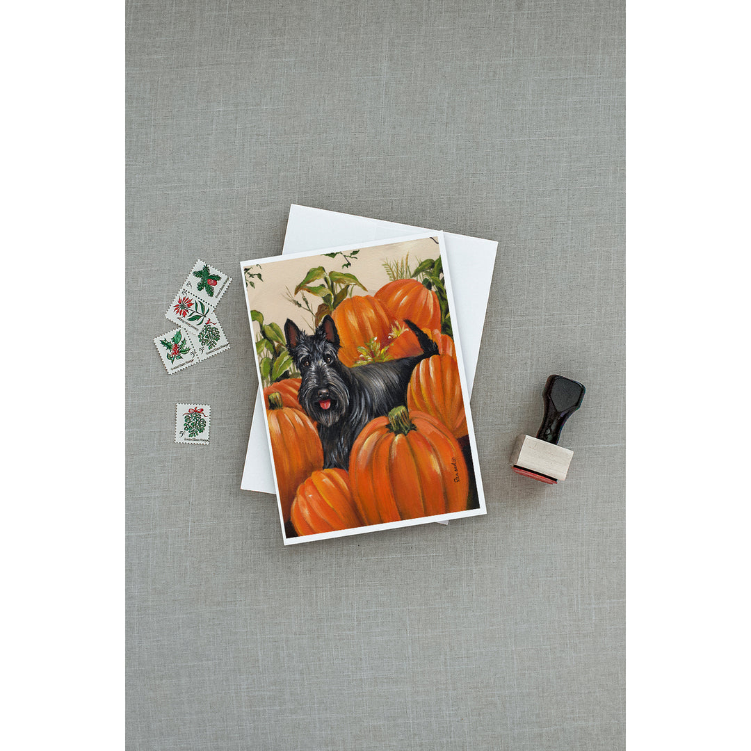 Scottish Terrier Scottie Pumpkins Greeting Cards and Envelopes Pack of 8 Image 3