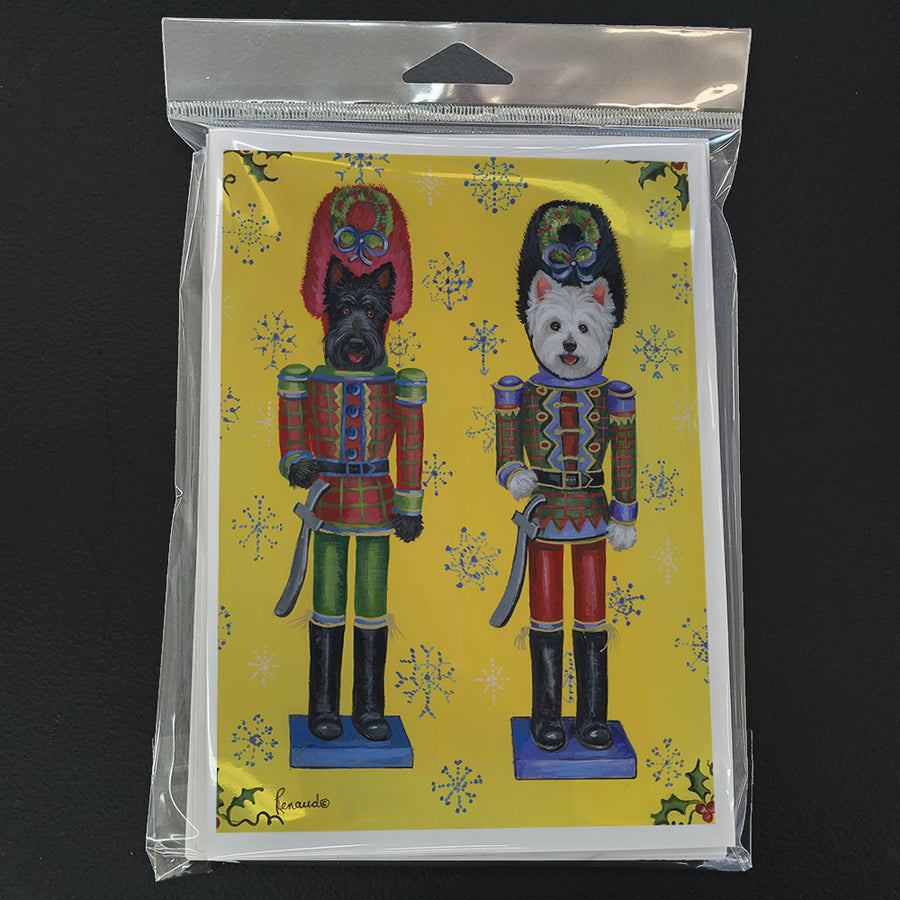 Scottie and Westie Christmas Nutcrackers Greeting Cards and Envelopes Pack of 8 Image 1