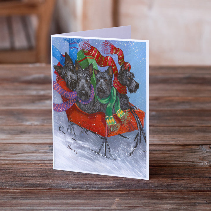 Scottie Christmas Dashing Greeting Cards and Envelopes Pack of 8 Image 2