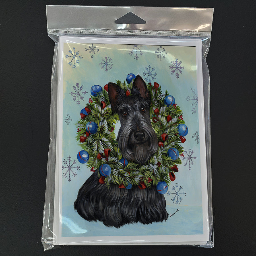 Scottie Christmas Snowflake Greeting Cards and Envelopes Pack of 8 Image 1