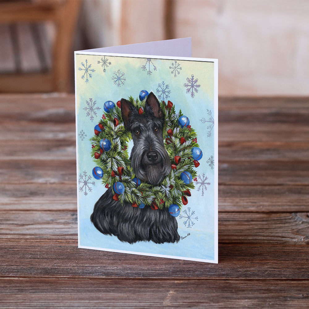 Scottie Christmas Snowflake Greeting Cards and Envelopes Pack of 8 Image 2