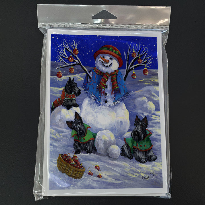 Scottie Christmas Snowman Greeting Cards and Envelopes Pack of 8 Image 1