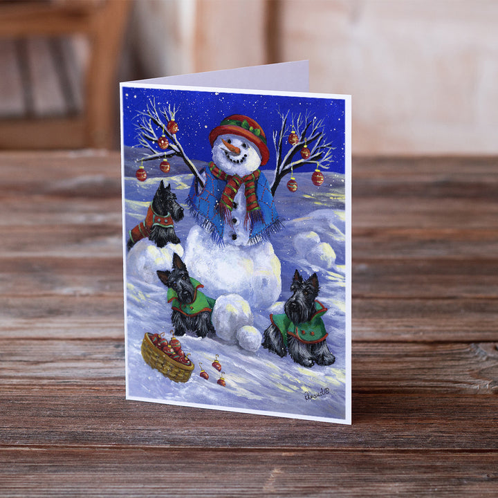 Scottie Christmas Snowman Greeting Cards and Envelopes Pack of 8 Image 2