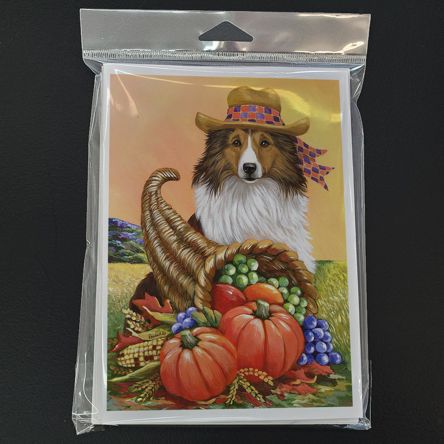 Sheltie Autumn Greeting Cards and Envelopes Pack of 8 Image 1