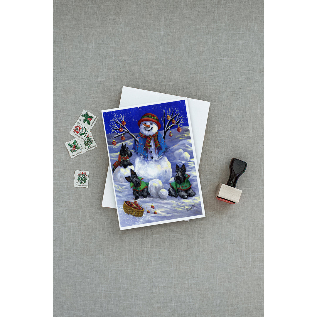 Scottie Christmas Snowman Greeting Cards and Envelopes Pack of 8 Image 3