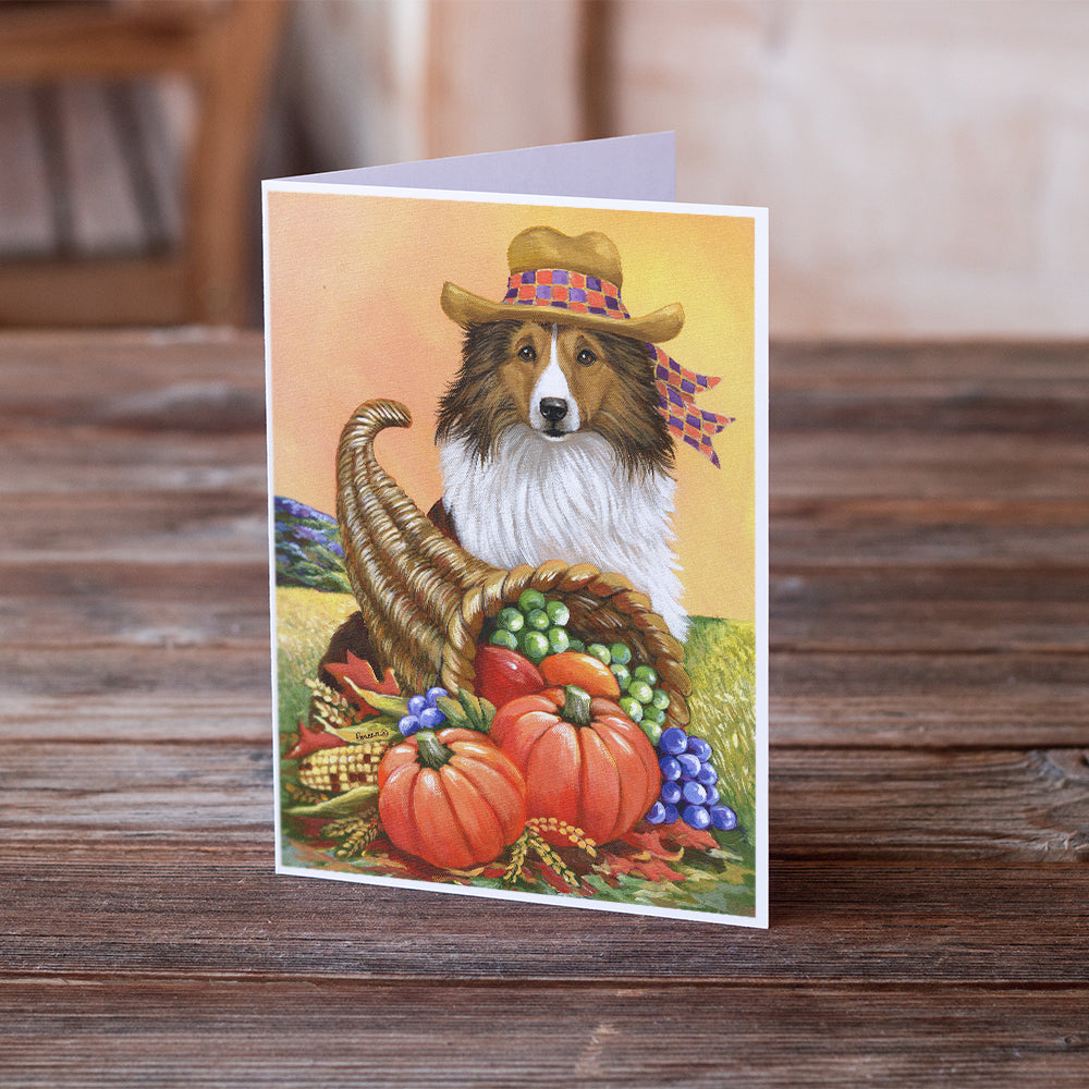 Sheltie Autumn Greeting Cards and Envelopes Pack of 8 Image 2