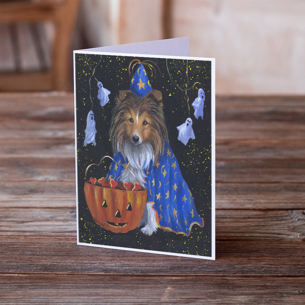 Sheltie Halloween Witch Greeting Cards and Envelopes Pack of 8 Image 2