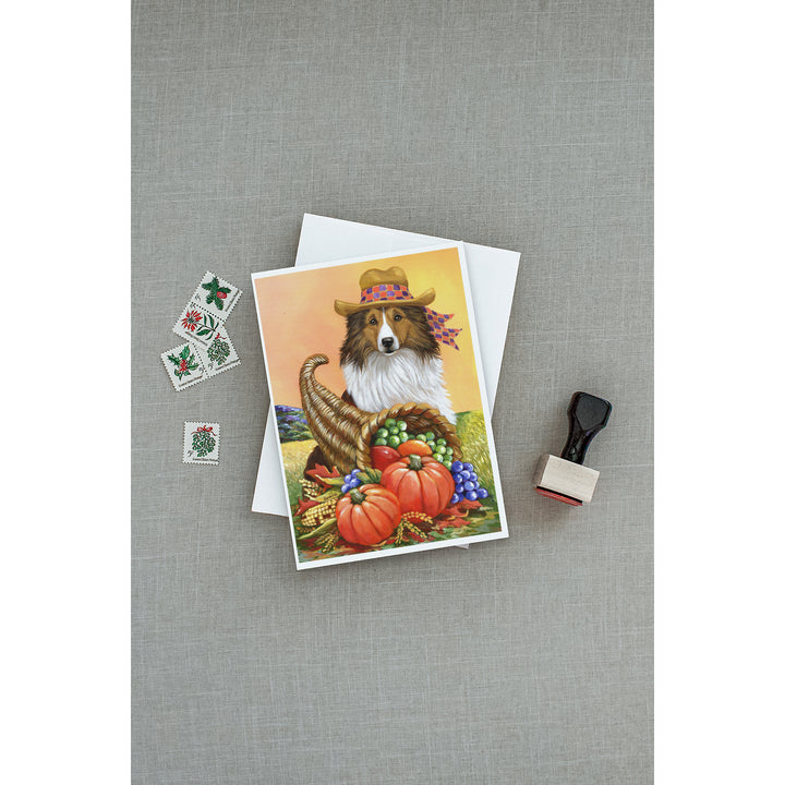 Sheltie Autumn Greeting Cards and Envelopes Pack of 8 Image 3