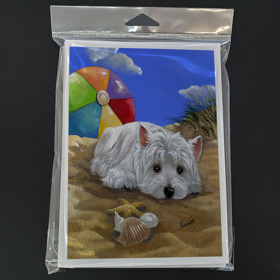 Westie Beach Baby Greeting Cards and Envelopes Pack of 8 Image 1