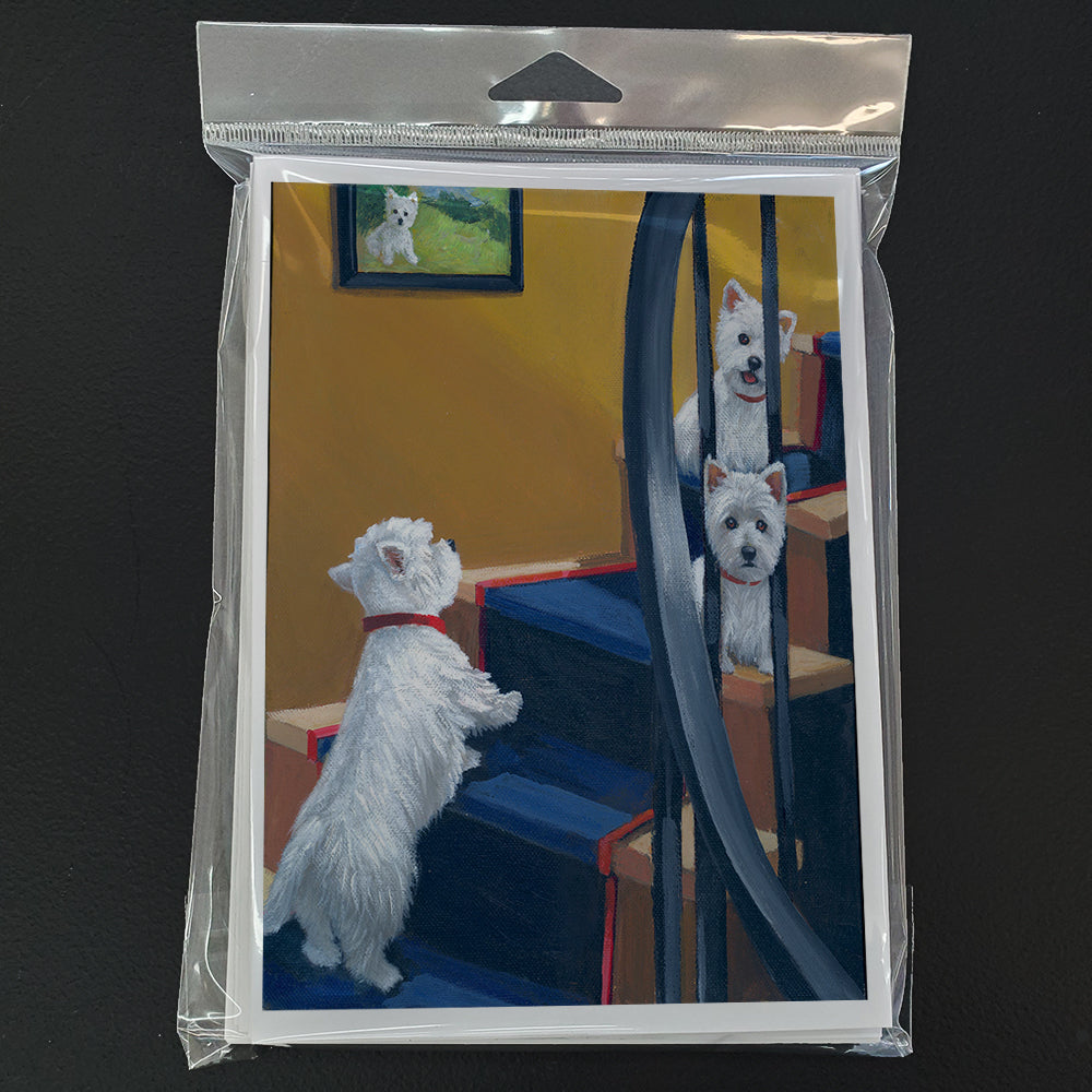 Westie Going Up Greeting Cards and Envelopes Pack of 8 Image 1