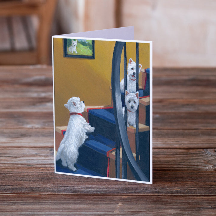 Westie Going Up Greeting Cards and Envelopes Pack of 8 Image 2