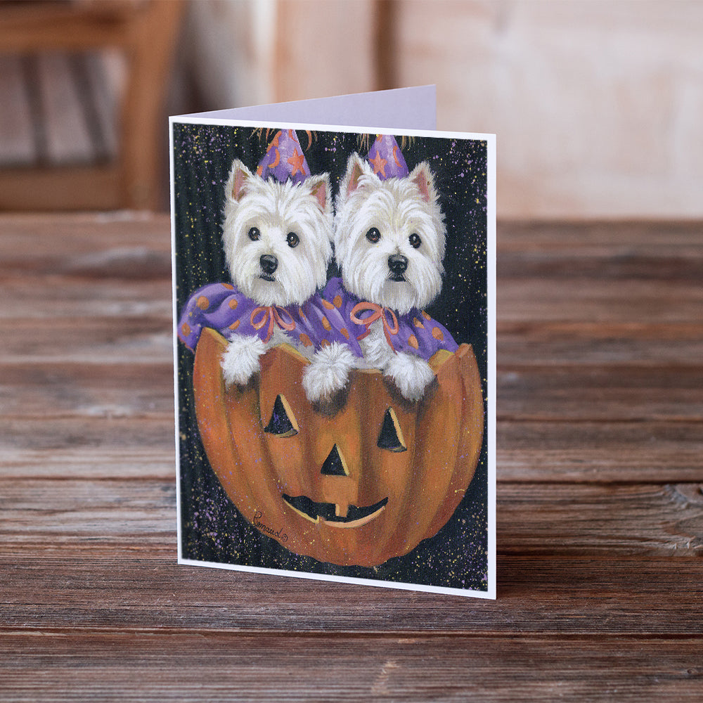 Westie Halloween Pumpkin Ride Greeting Cards and Envelopes Pack of 8 Image 2