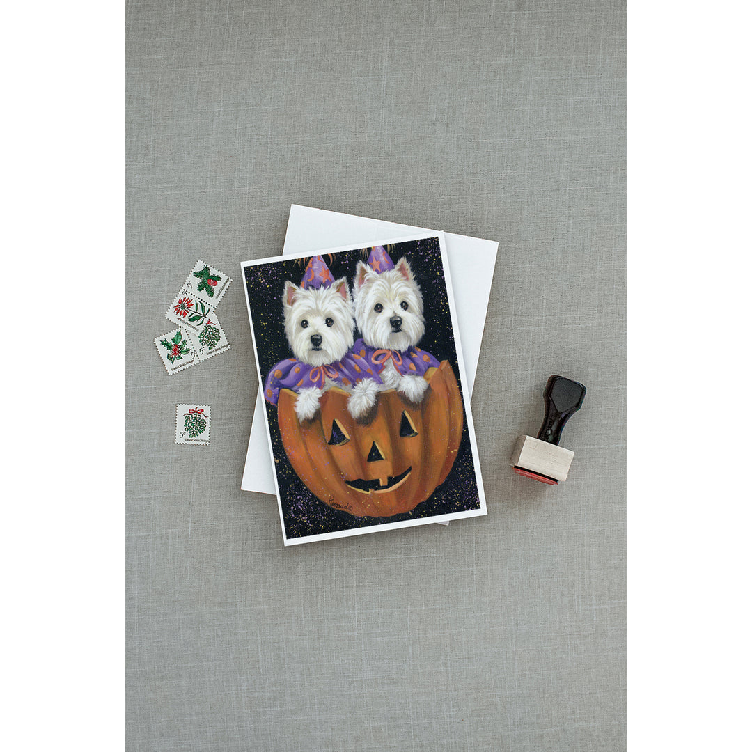 Westie Halloween Pumpkin Ride Greeting Cards and Envelopes Pack of 8 Image 3