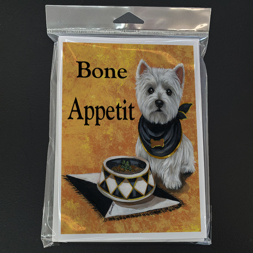 Westie Bone Appetit Greeting Cards and Envelopes Pack of 8 Image 1