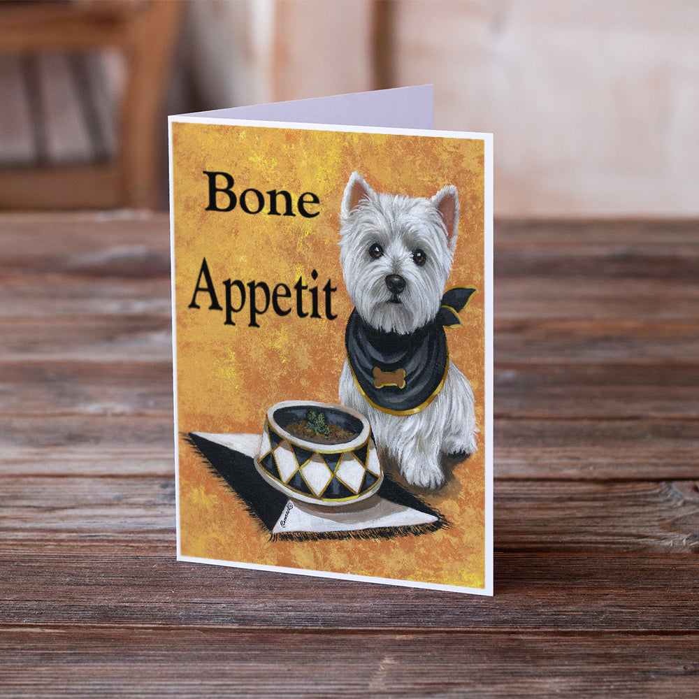 Westie Bone Appetit Greeting Cards and Envelopes Pack of 8 Image 2