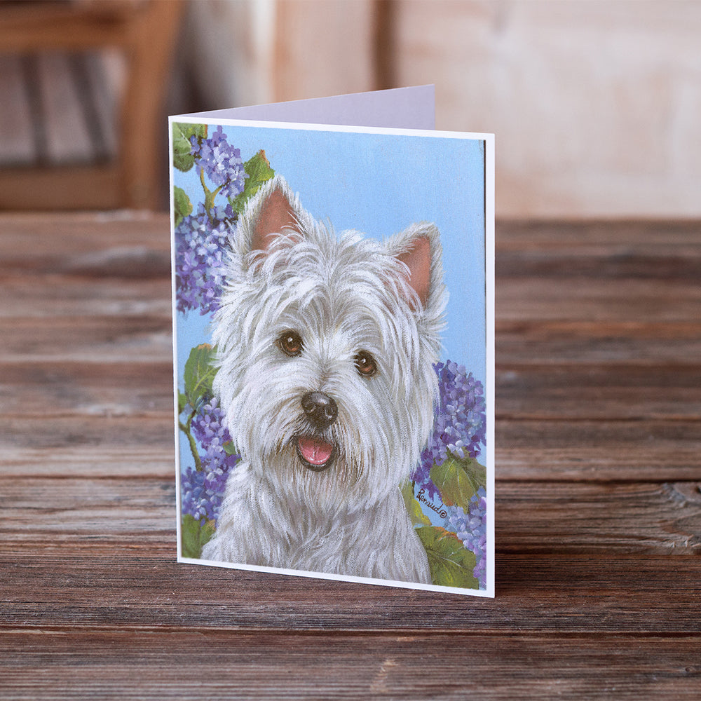 Westie Hydrangea Greeting Cards and Envelopes Pack of 8 Image 2