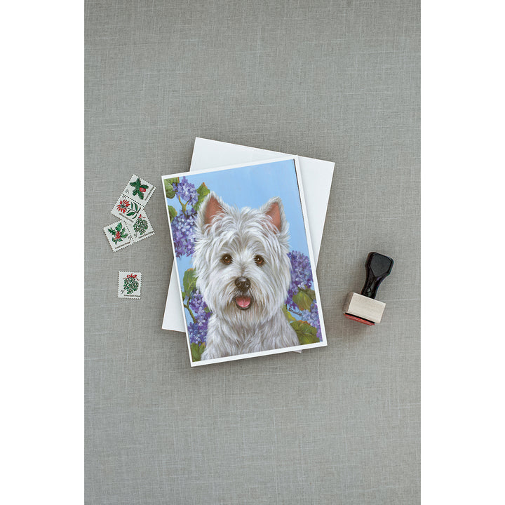 Westie Hydrangea Greeting Cards and Envelopes Pack of 8 Image 3