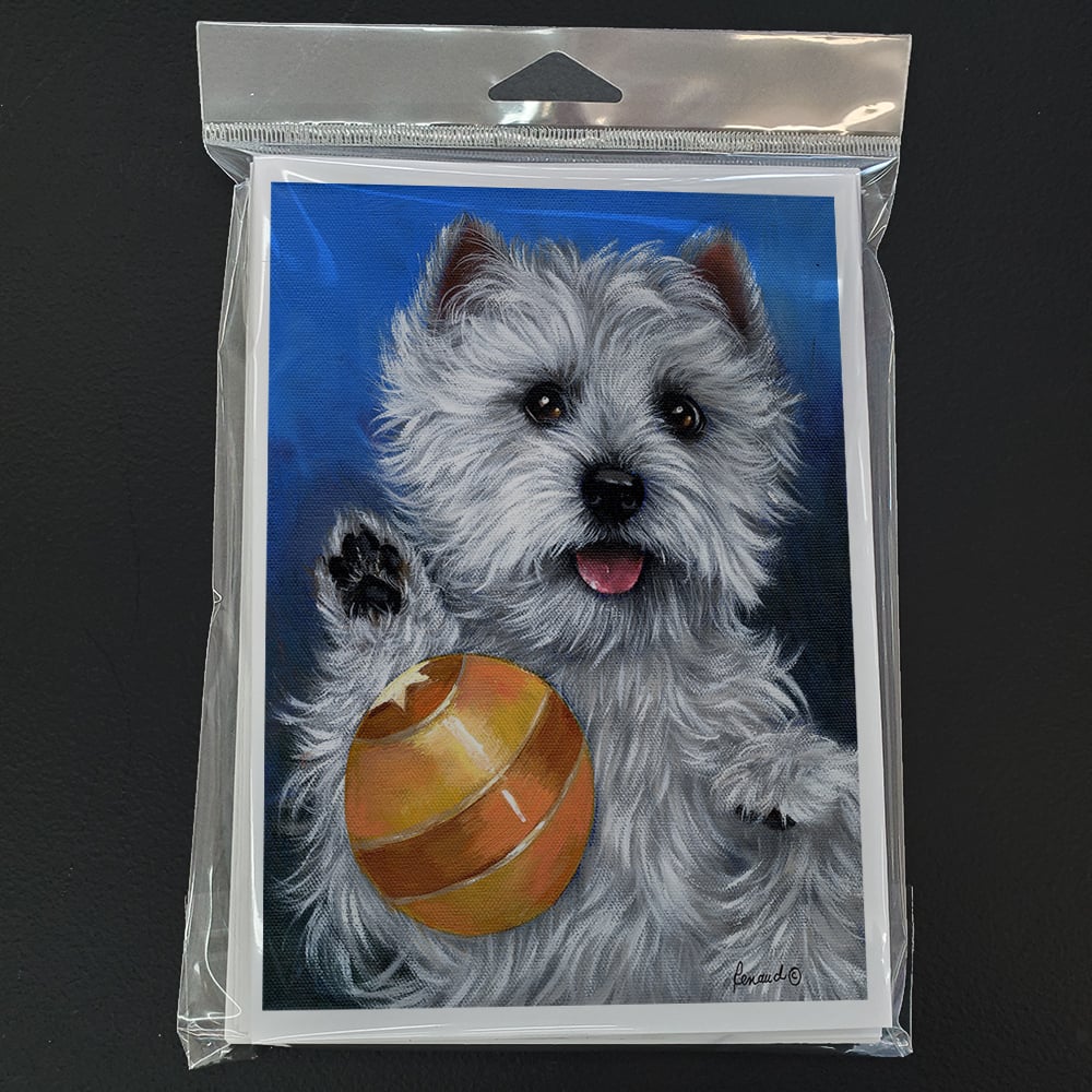 Westie Play Ball Greeting Cards and Envelopes Pack of 8 Image 1