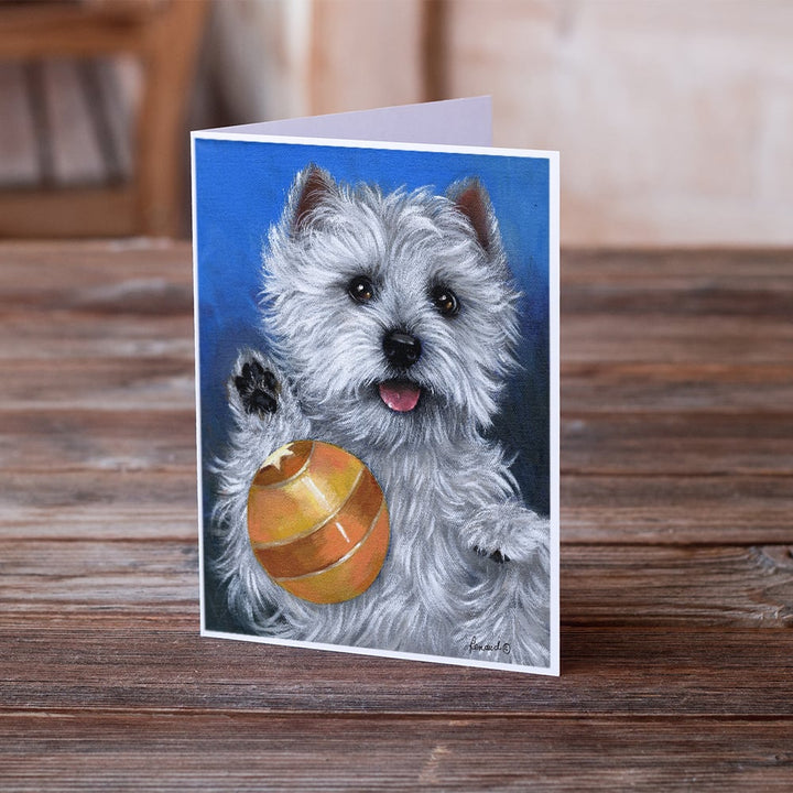 Westie Play Ball Greeting Cards and Envelopes Pack of 8 Image 2