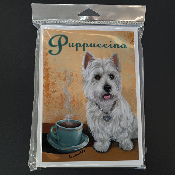 Westie Puppuccino Greeting Cards and Envelopes Pack of 8 Image 1