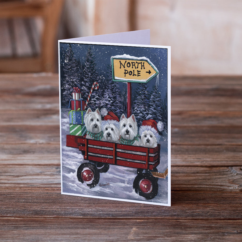 Westie Christmas Red Wagon Greeting Cards and Envelopes Pack of 8 Image 2