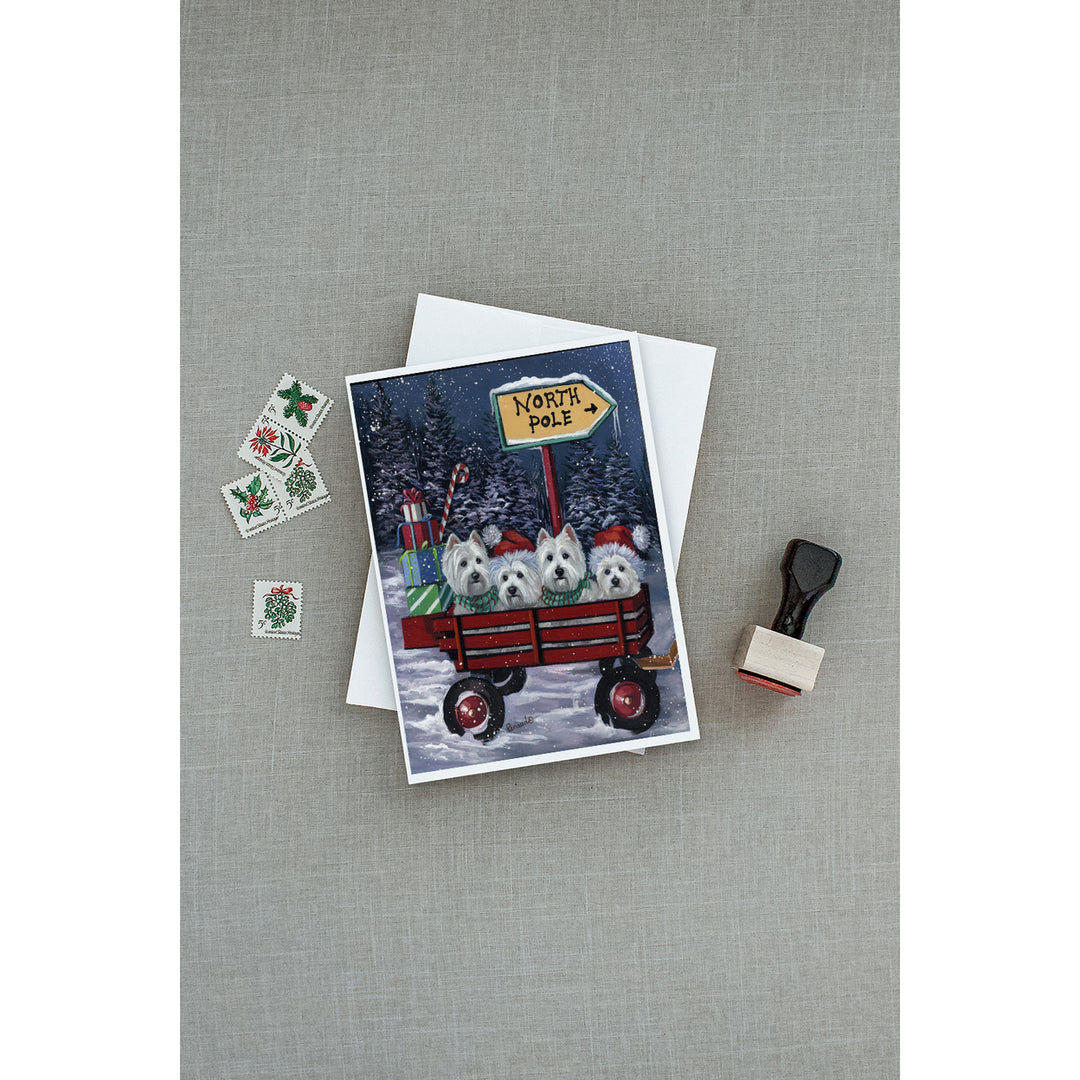 Westie Christmas Red Wagon Greeting Cards and Envelopes Pack of 8 Image 3