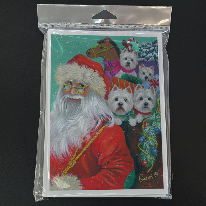 Westie Christmas Santas Westies Greeting Cards and Envelopes Pack of 8 Image 1