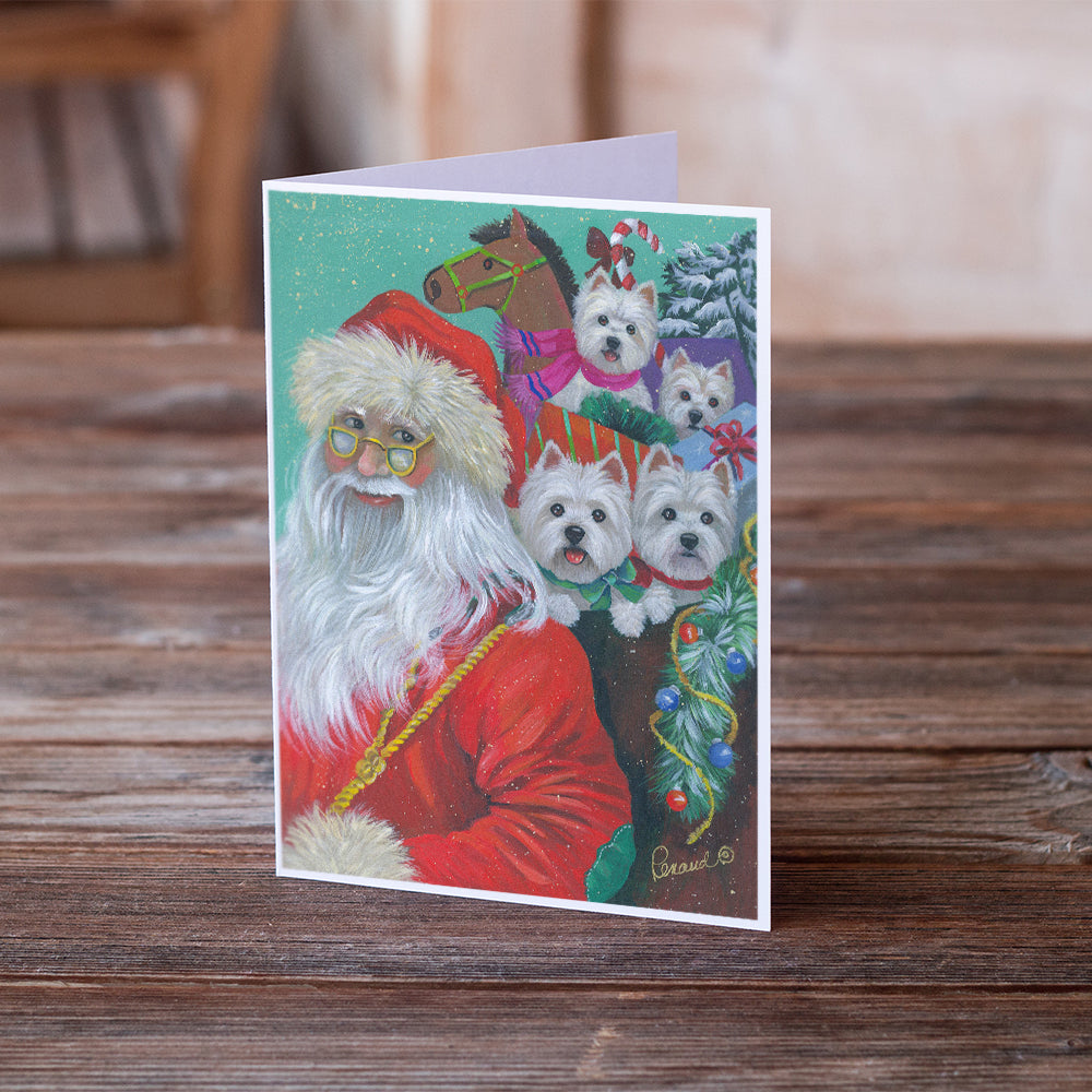 Westie Christmas Santas Westies Greeting Cards and Envelopes Pack of 8 Image 2