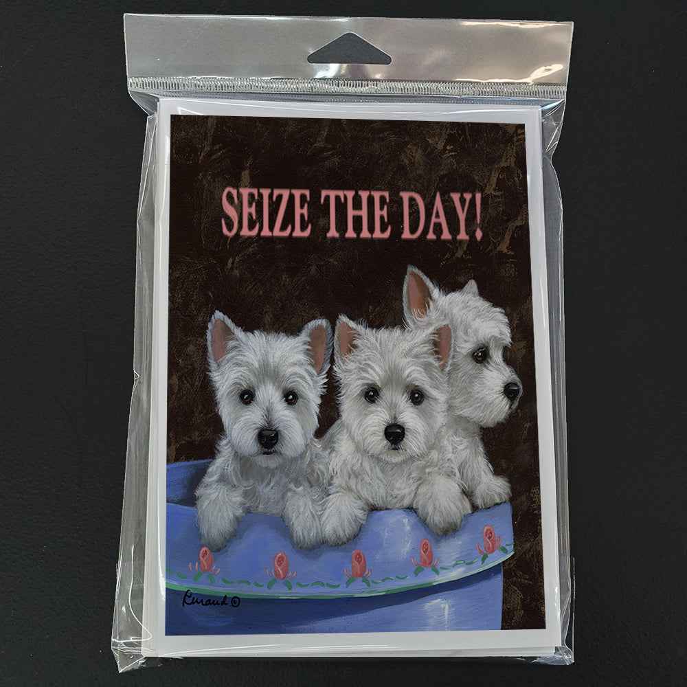 Westie Seize the Day Greeting Cards and Envelopes Pack of 8 Image 1