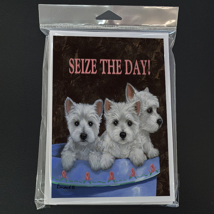 Westie Seize the Day Greeting Cards and Envelopes Pack of 8 Image 1