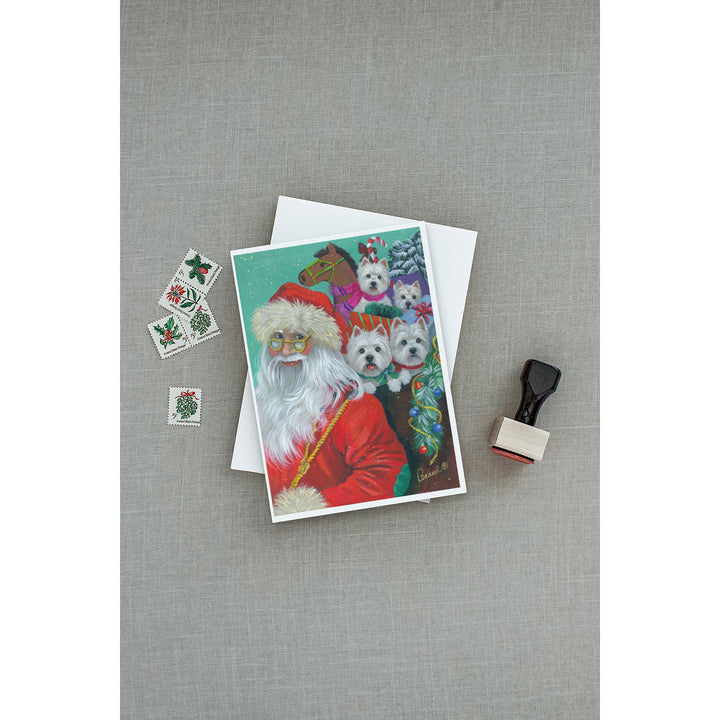 Westie Christmas Santas Westies Greeting Cards and Envelopes Pack of 8 Image 3