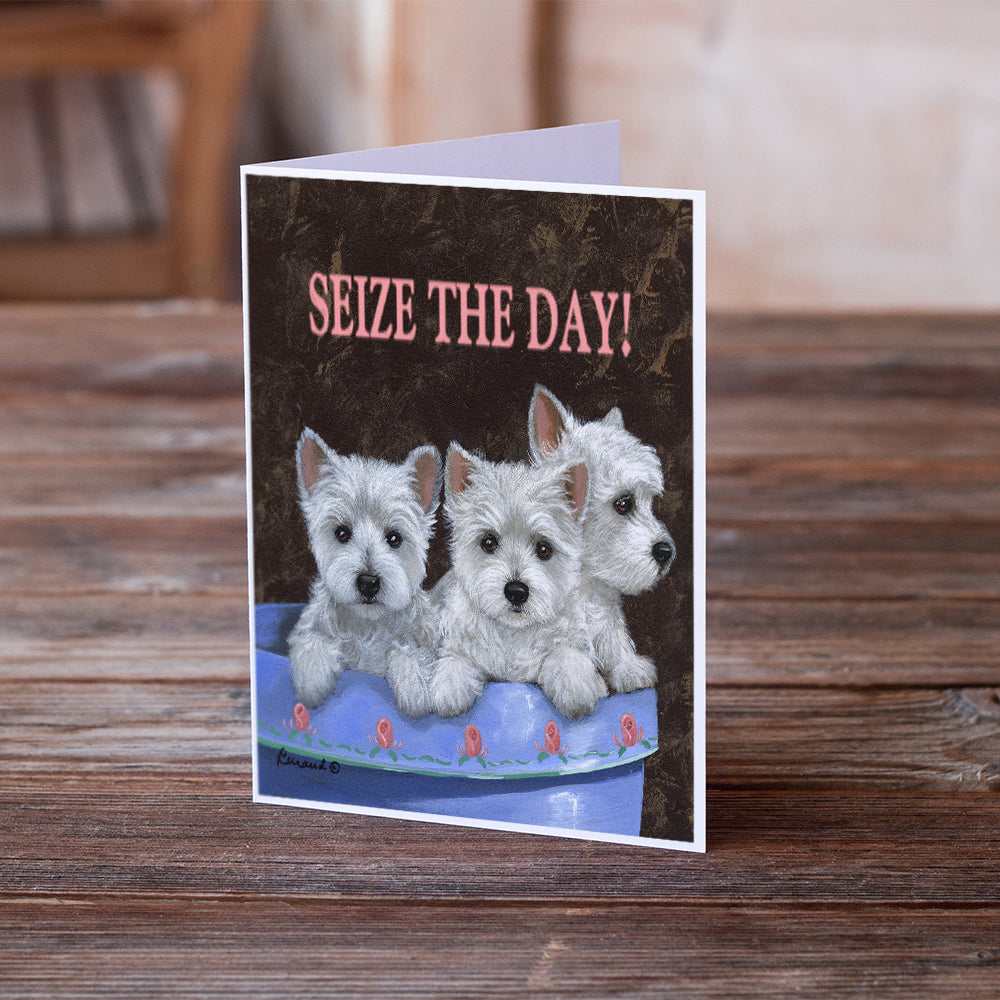 Westie Seize the Day Greeting Cards and Envelopes Pack of 8 Image 2