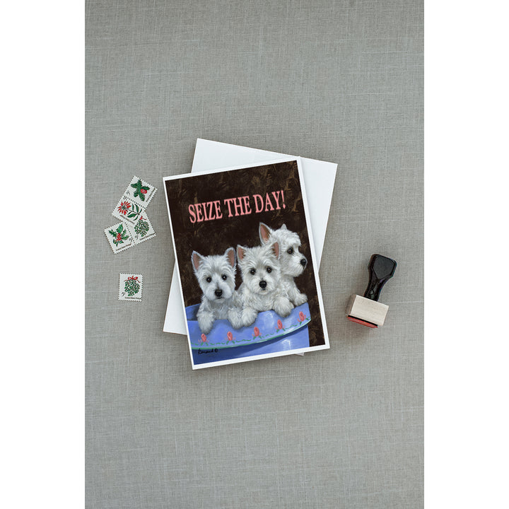 Westie Seize the Day Greeting Cards and Envelopes Pack of 8 Image 3