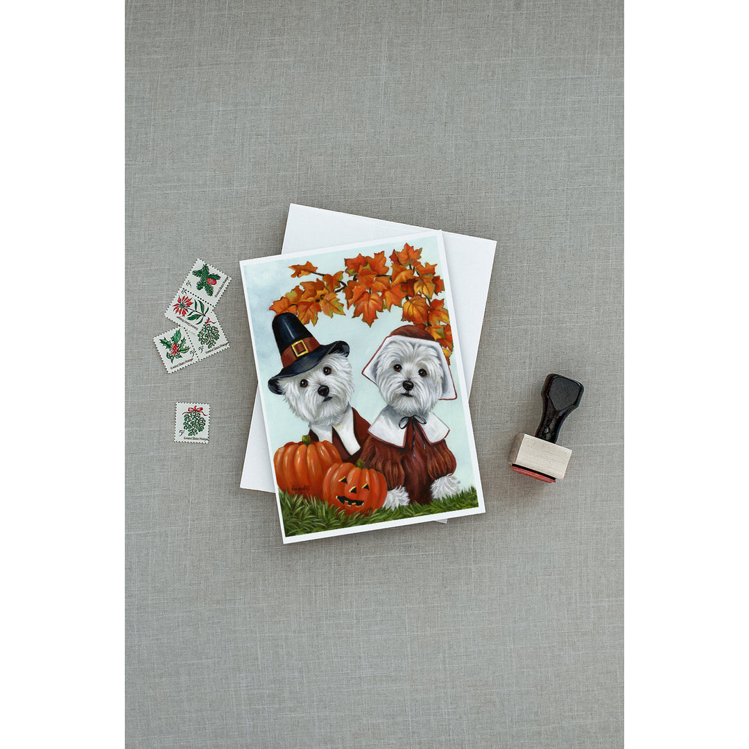 Westie Thanksgiving Pilgrims Greeting Cards and Envelopes Pack of 8 Image 3