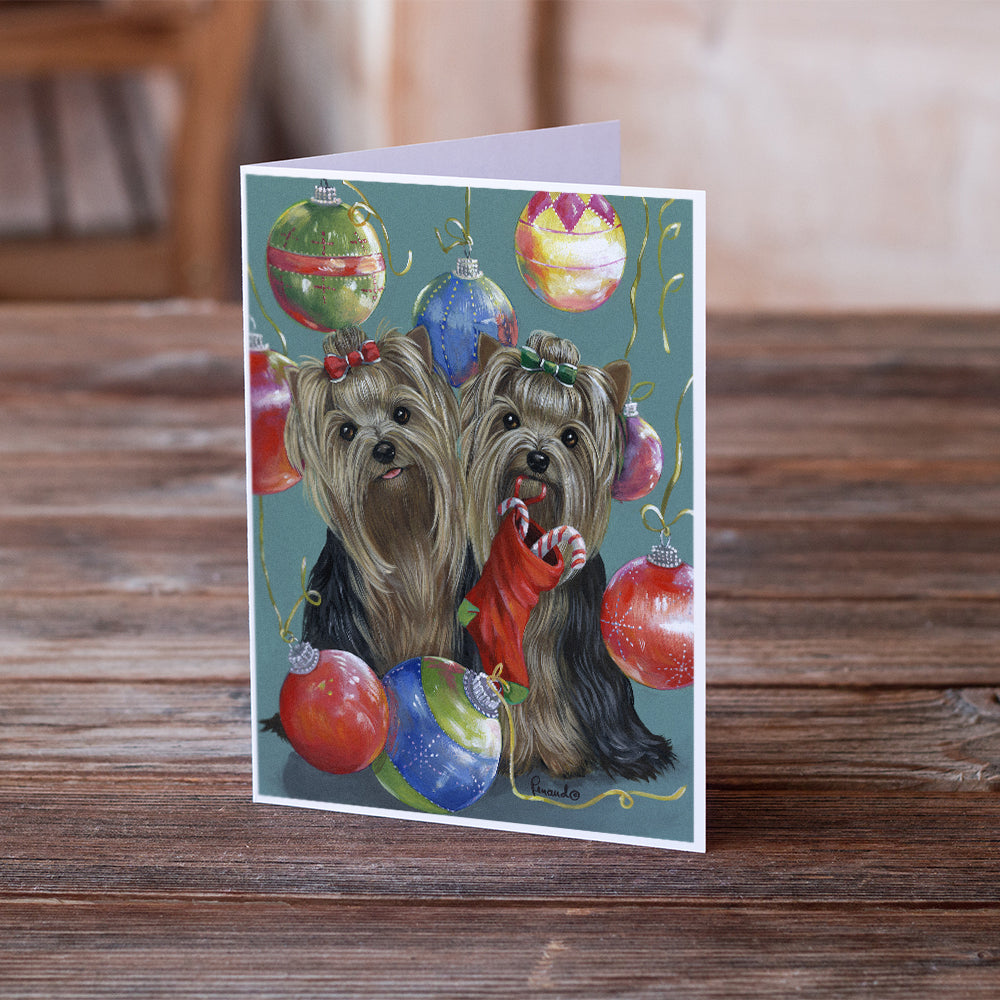 Yorkie Christmas All that Glitters Greeting Cards and Envelopes Pack of 8 Image 2