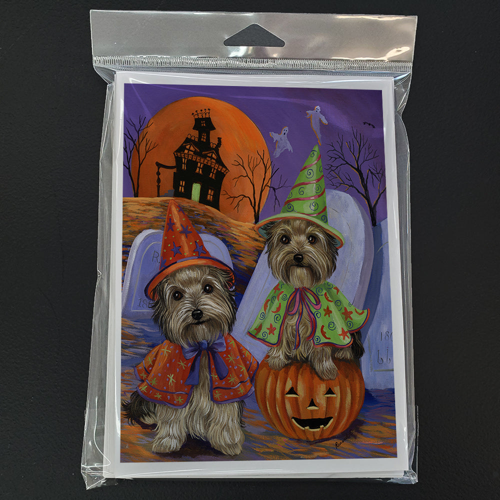 Yorkie Halloween Haunted House Greeting Cards and Envelopes Pack of 8 Image 1