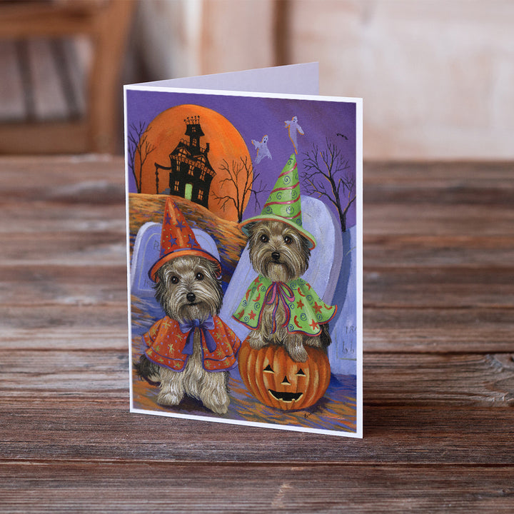 Yorkie Halloween Haunted House Greeting Cards and Envelopes Pack of 8 Image 2