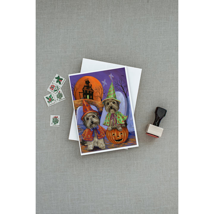 Yorkie Halloween Haunted House Greeting Cards and Envelopes Pack of 8 Image 3