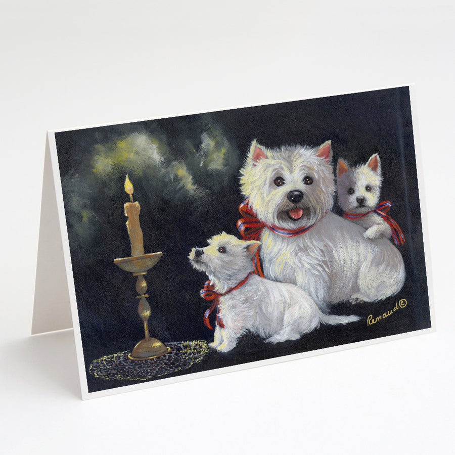 Westie Westies Aglow Greeting Cards and Envelopes Pack of 8 Image 1