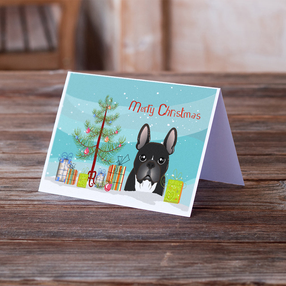 Christmas Tree and French Bulldog Greeting Cards and Envelopes Pack of 8 Image 2