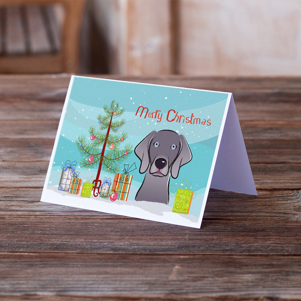 Christmas Tree and Weimaraner Greeting Cards and Envelopes Pack of 8 Image 2
