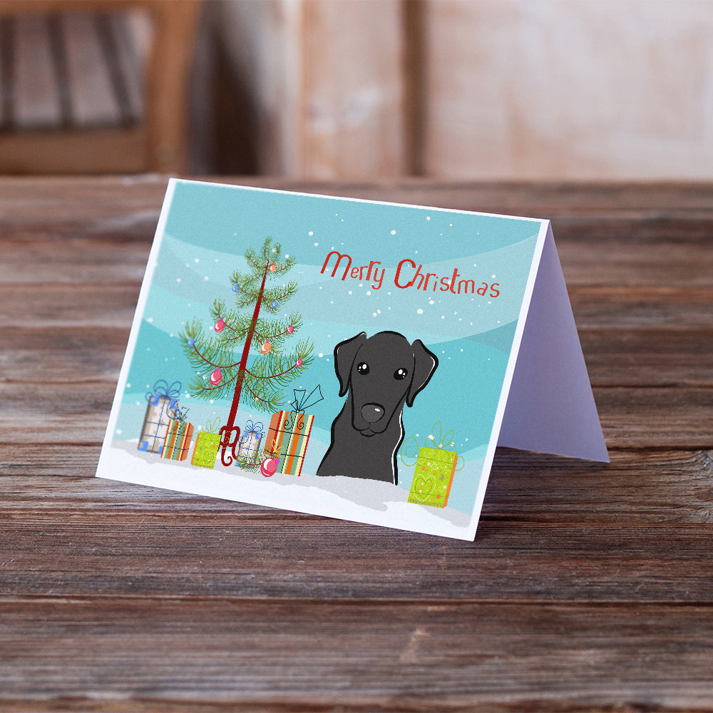Christmas Tree and Black Labrador Greeting Cards and Envelopes Pack of 8 Image 2