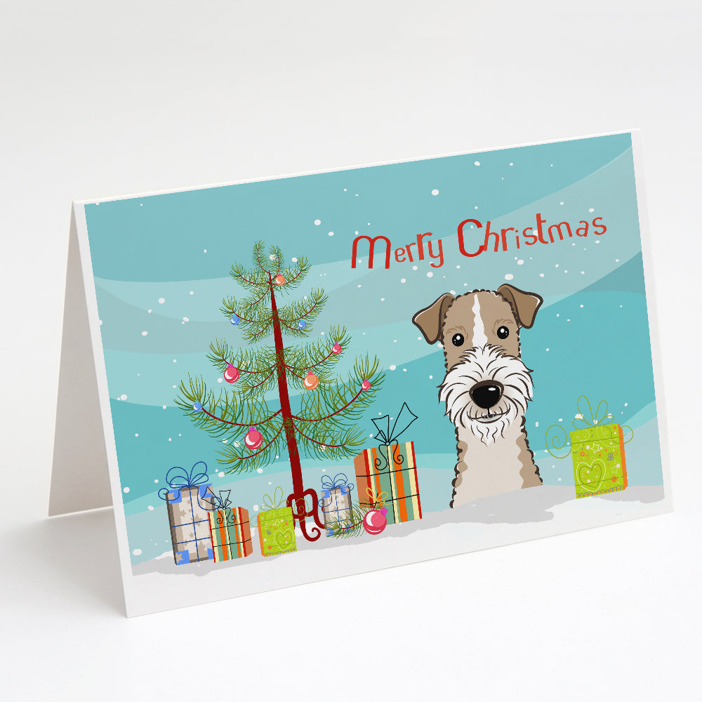 Christmas Tree and Wire Haired Fox Terrier Greeting Cards and Envelopes Pack of 8 Image 1