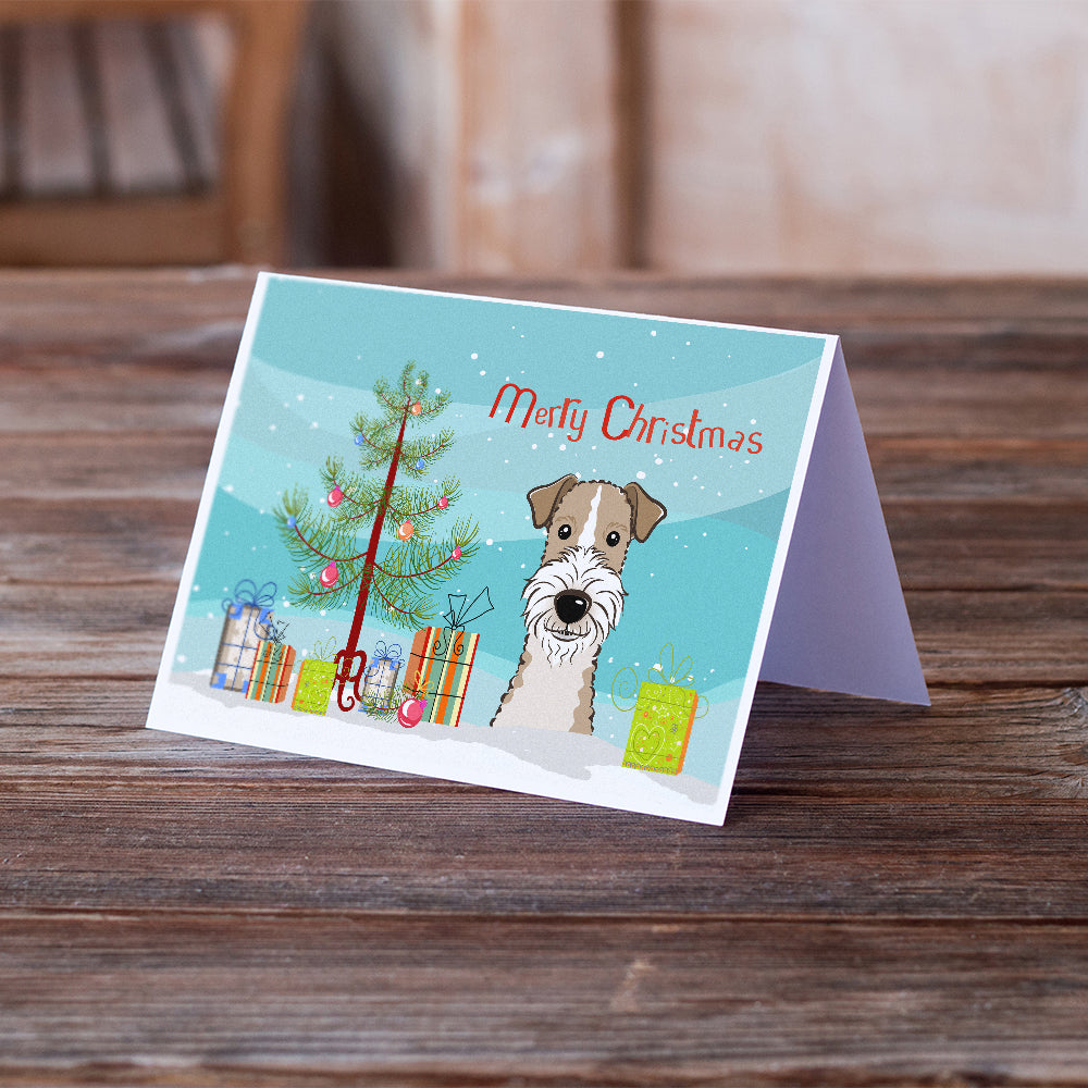 Christmas Tree and Wire Haired Fox Terrier Greeting Cards and Envelopes Pack of 8 Image 2